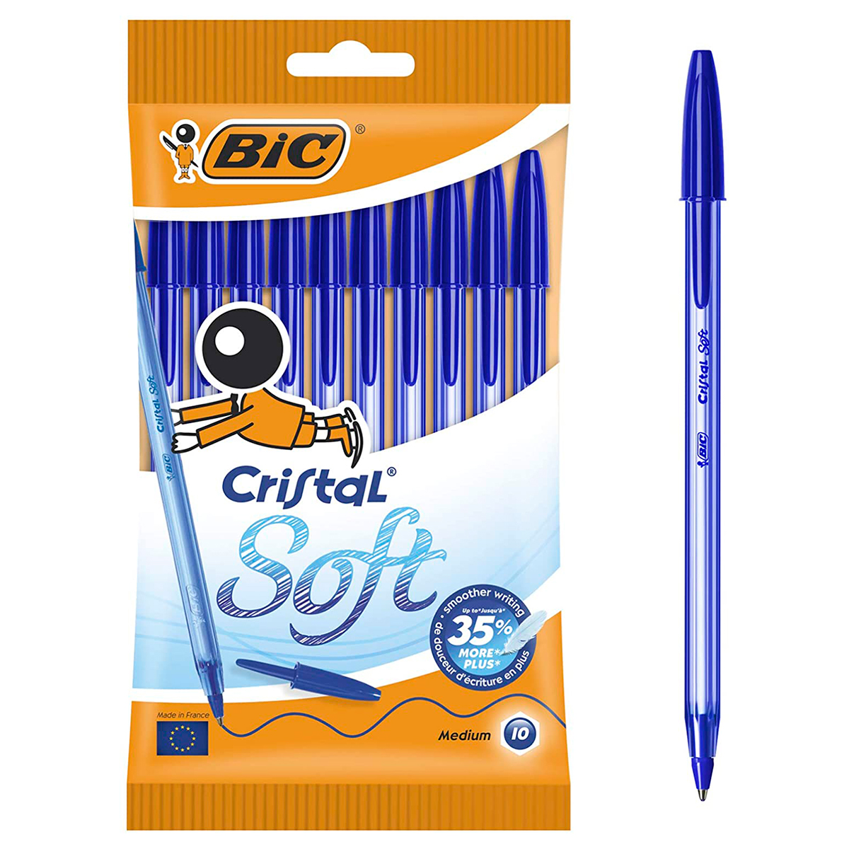 BIC CRISTAL SOFT AZUL 10U