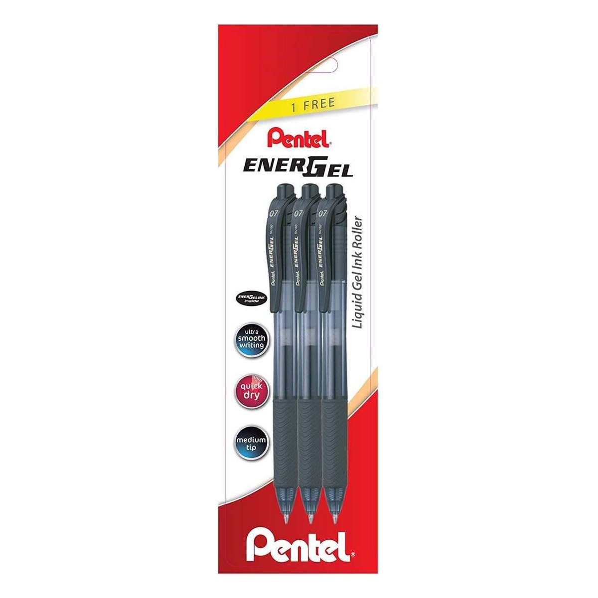 PENTEL TINTA GEL 0.7 NEGRO 3U