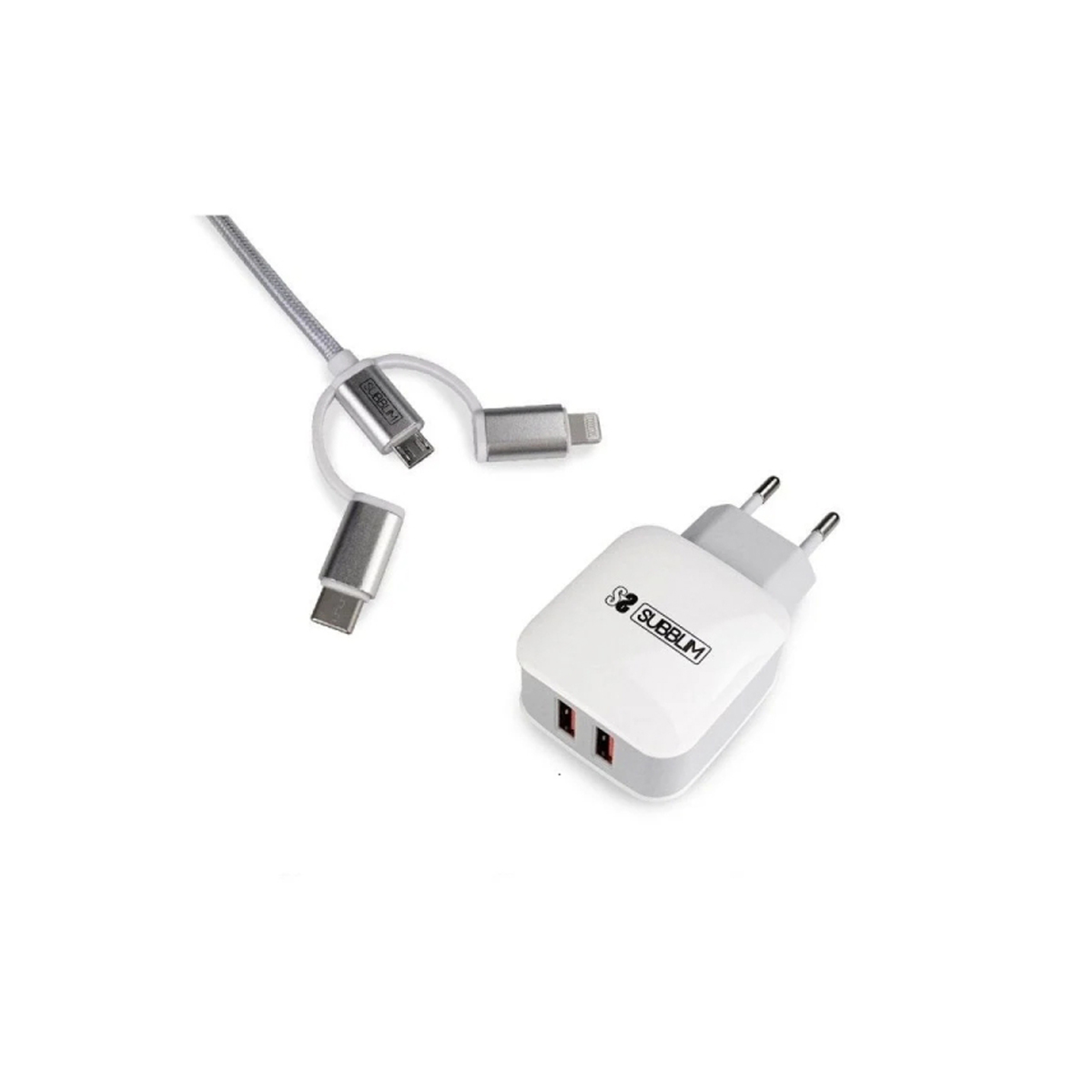 SUBBLIM CARGADOR PARED DUAL 1M