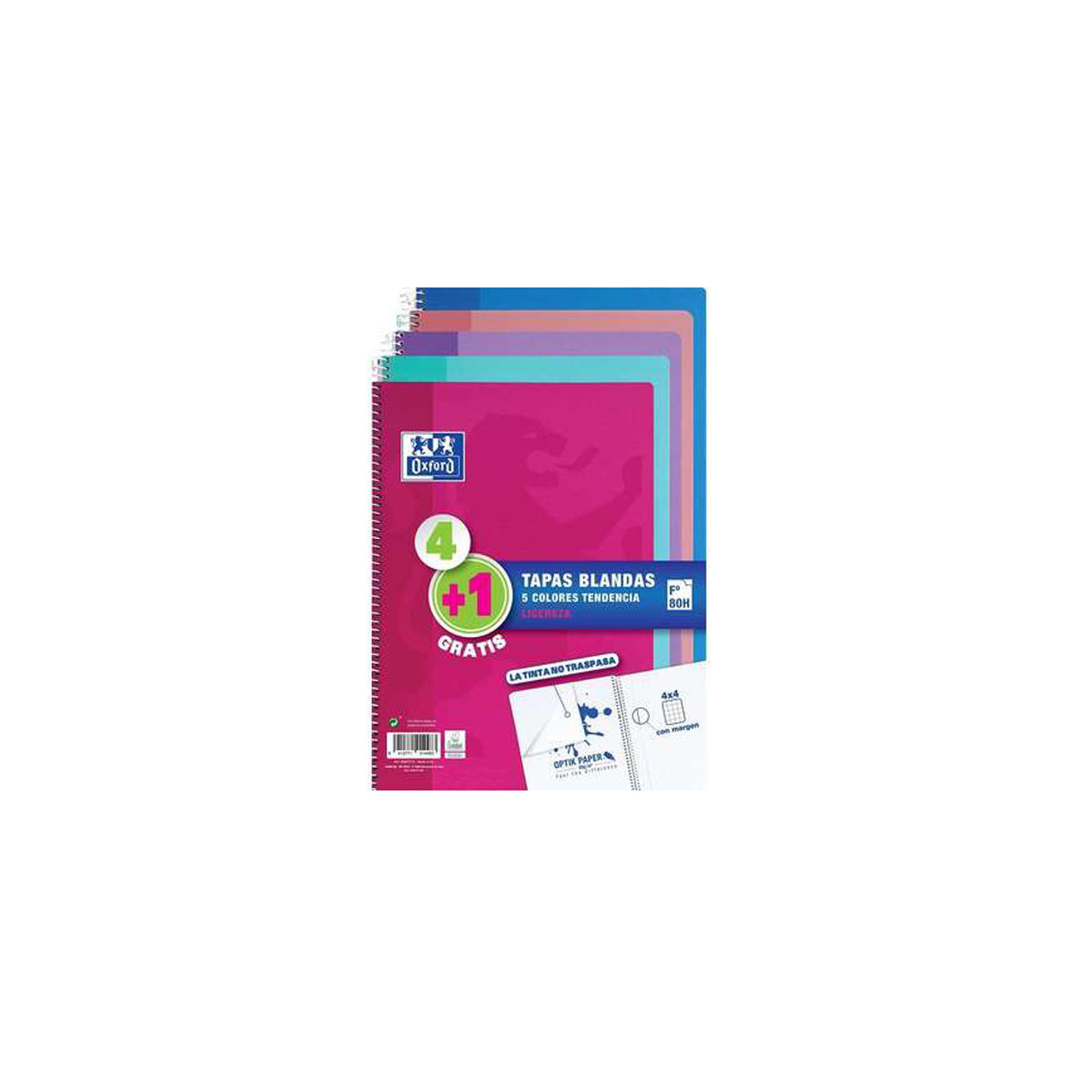 OXFORD CUADERNO FOLIO 4X4 4+1U