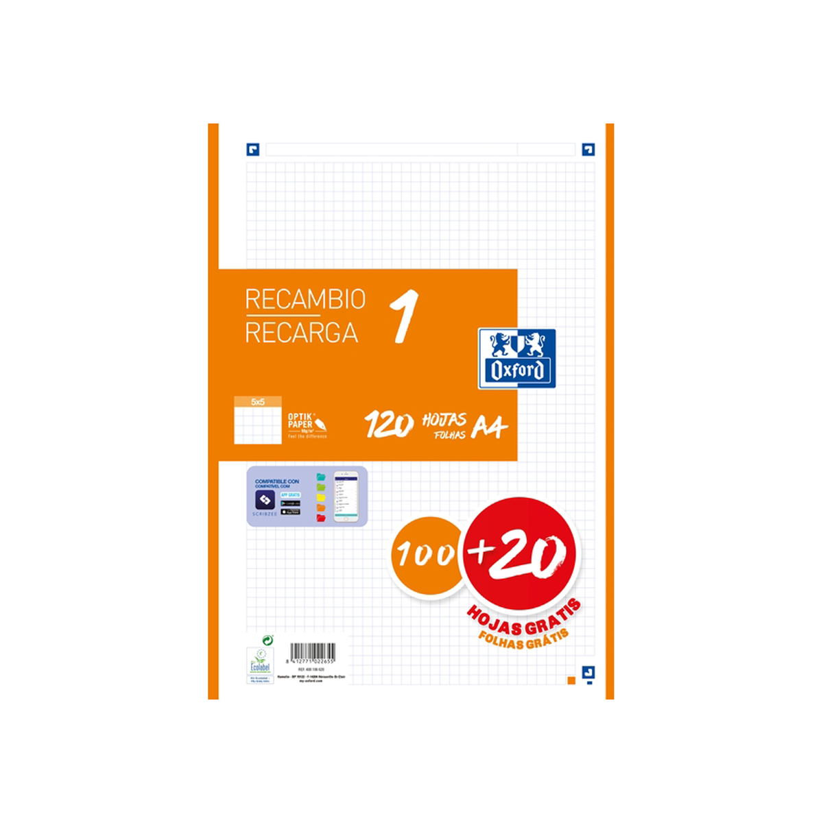 OXFORD RECAMBIO A4 5X5 4A 120H