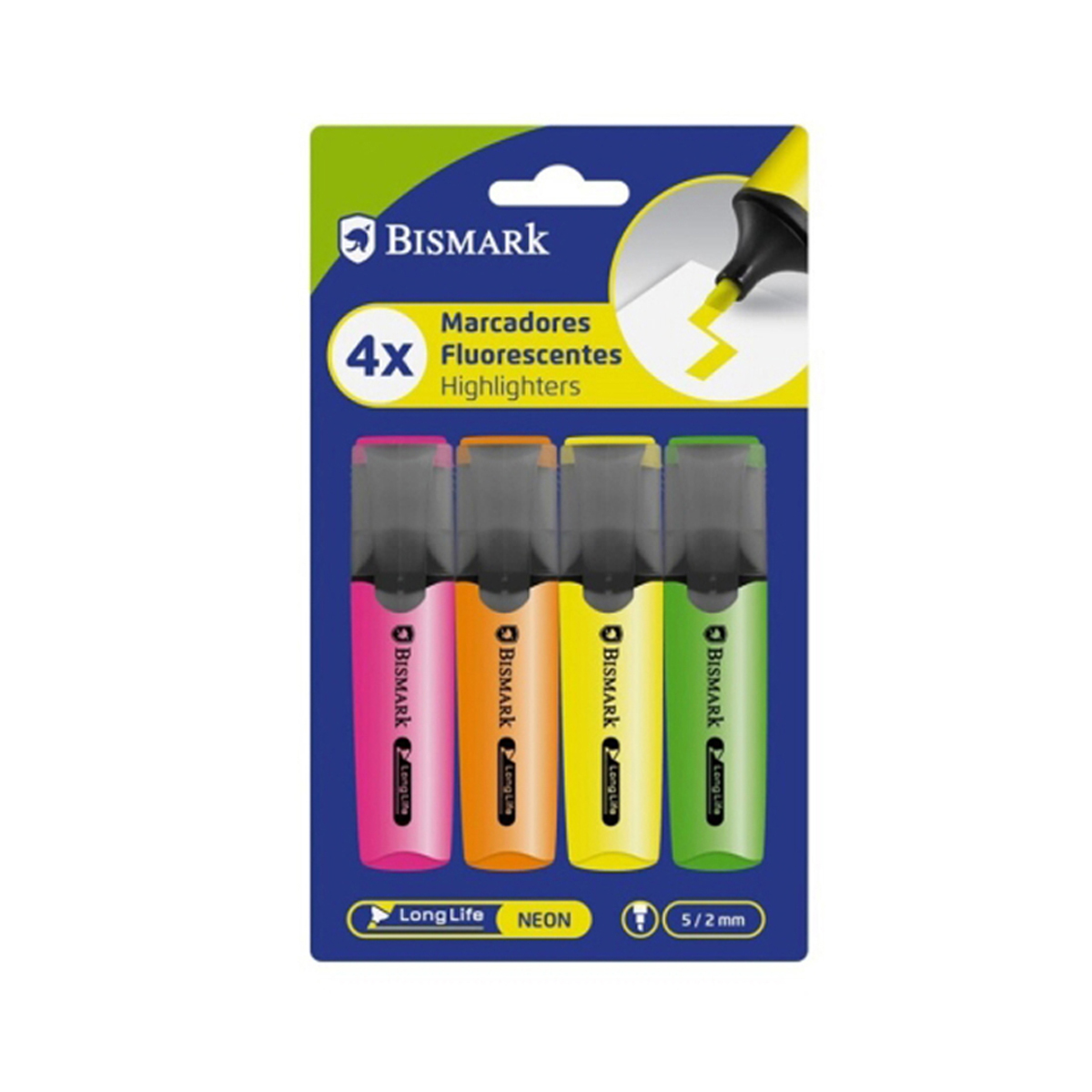 BISMARK MARCADOR 2-5MM NEON 4U