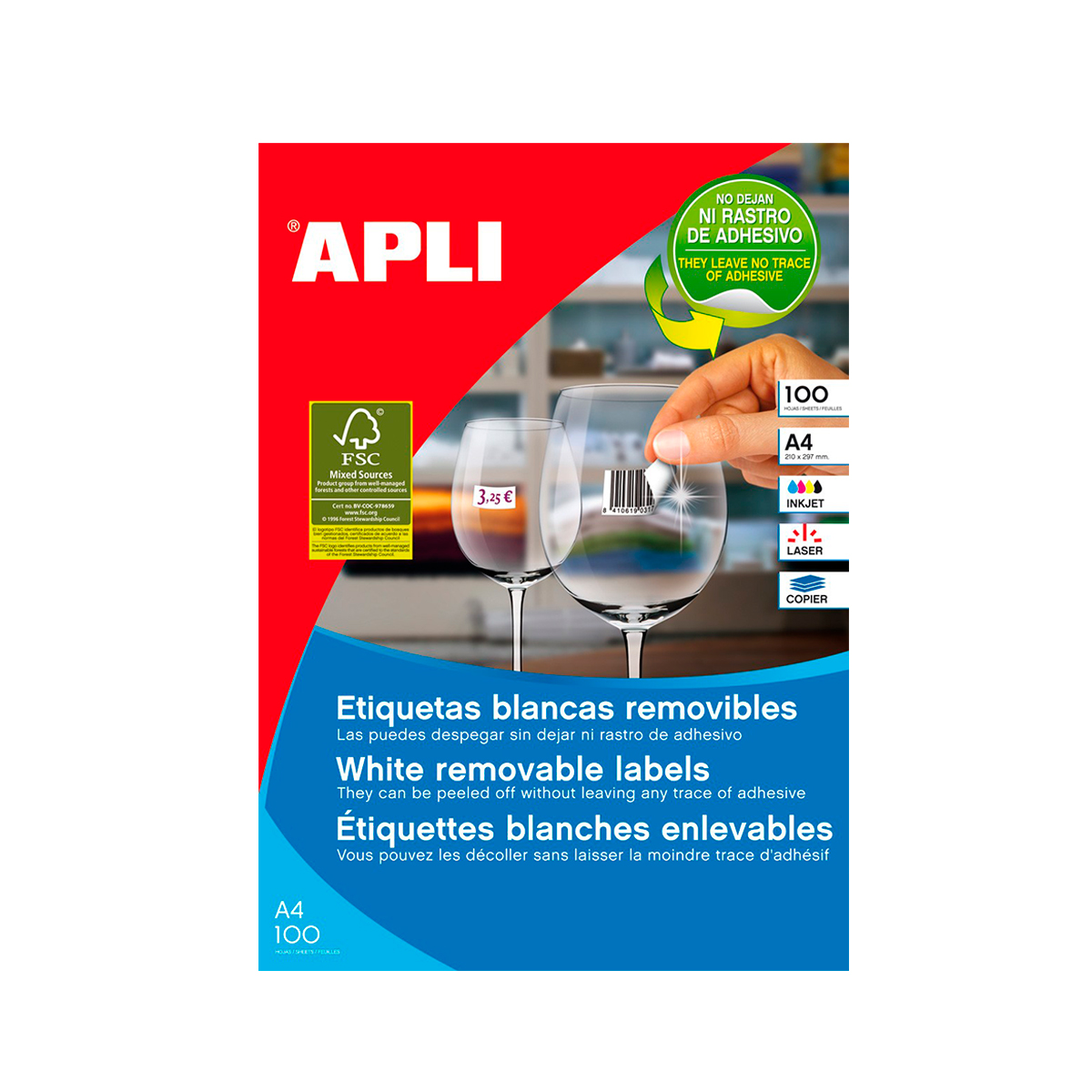 APLI ETIQUETA C.RECTOS 97X42 4