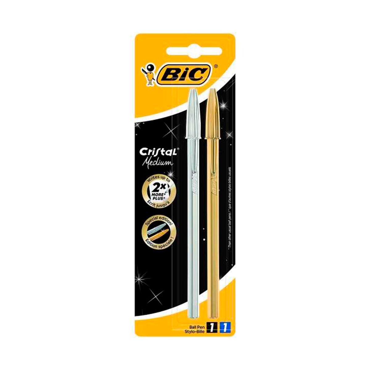 BIC BOLI 2U CRISTAL AZUL NEGRO