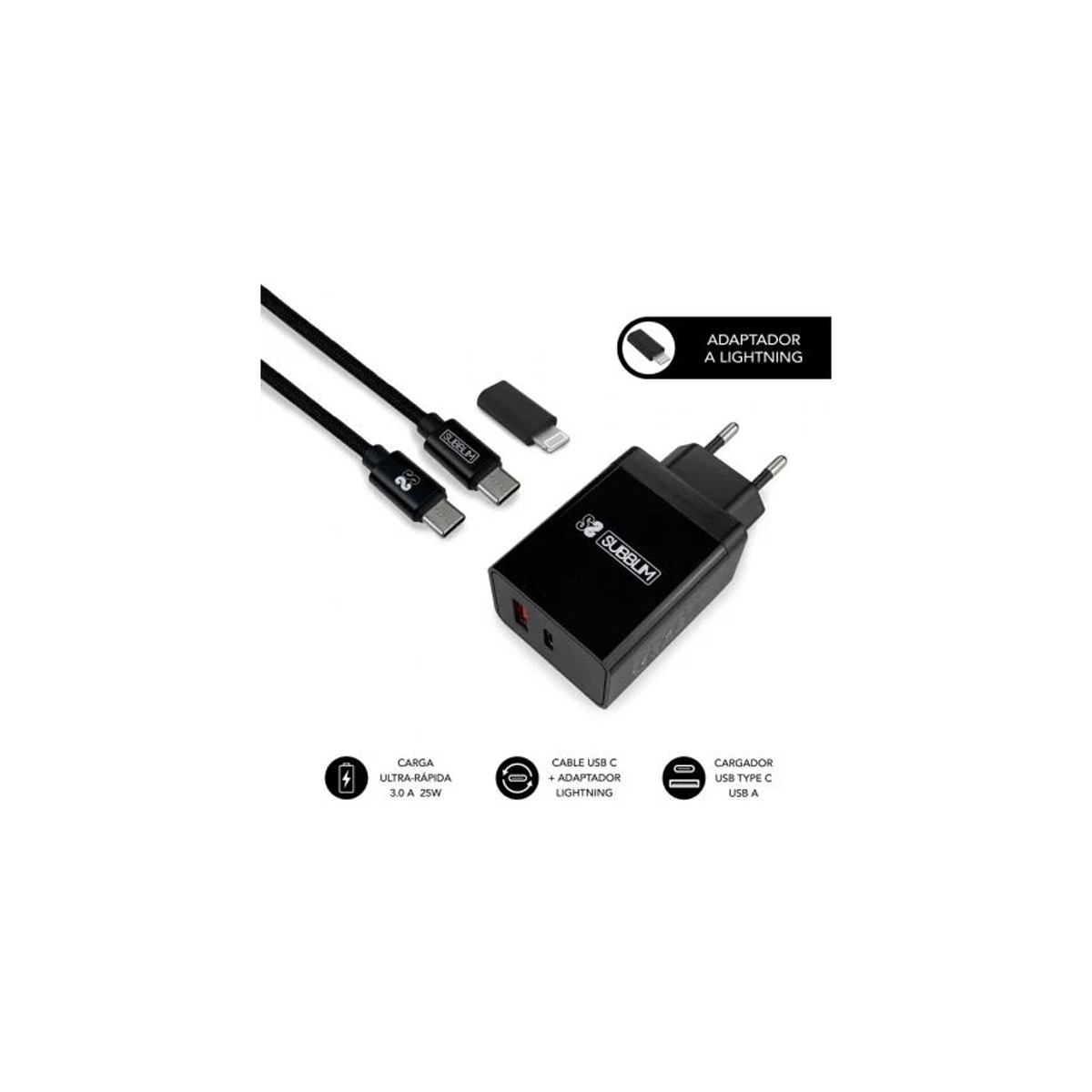 SUBBLIM CARGADOR 25W 2 PUERTOS