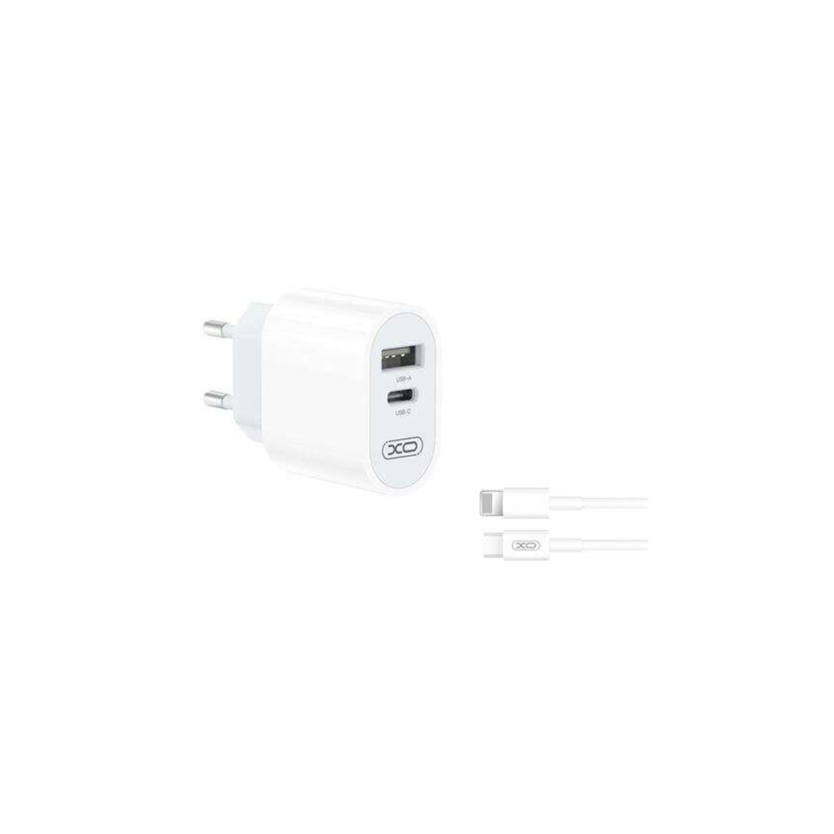 XO CARGADOR USB-A C+CABLE LIGH