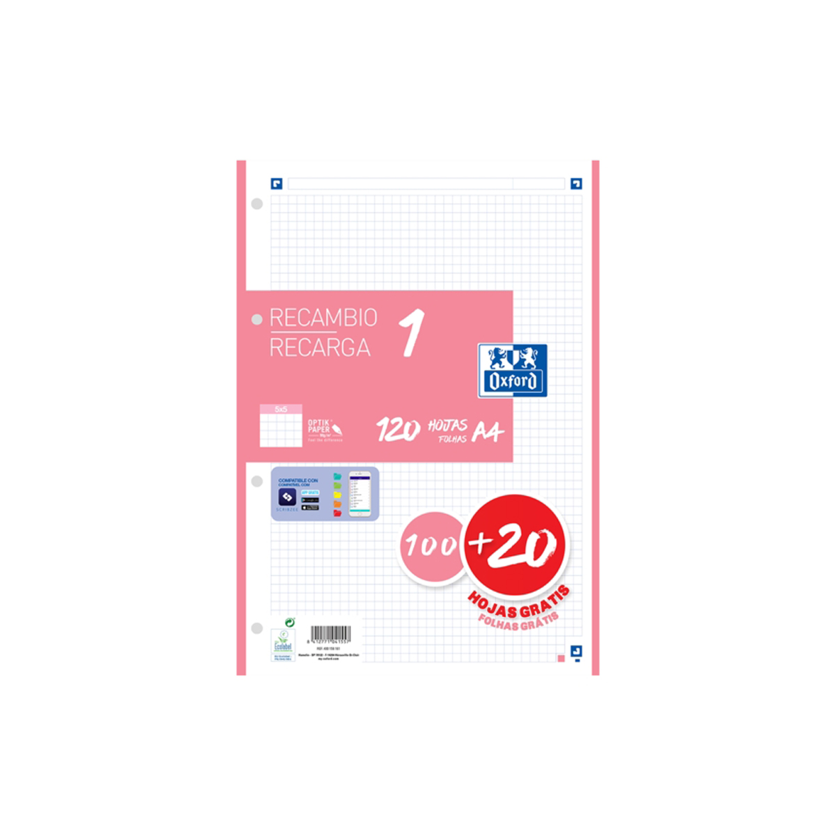 OXFORD RECAMBIO A4 5X5 4A 120H