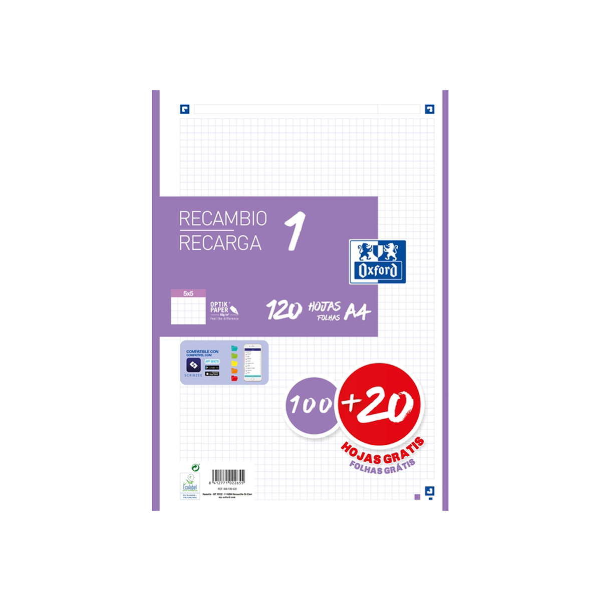 OXFORD RECAMBIO A4 5X5 4A 120H